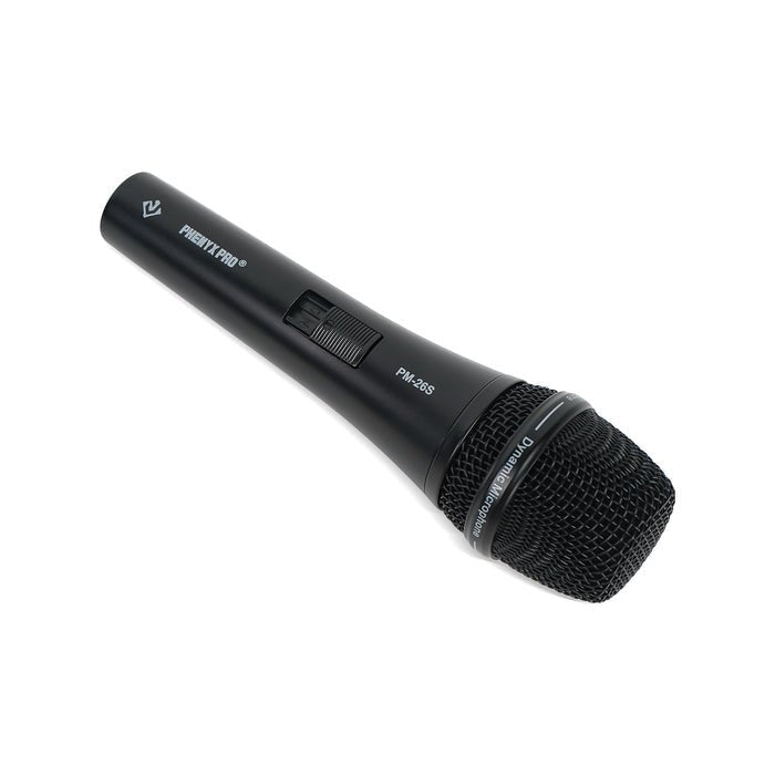 Phenyx Pro PM-26S Microphone Kenya, angled side view showing on/off switch and grille