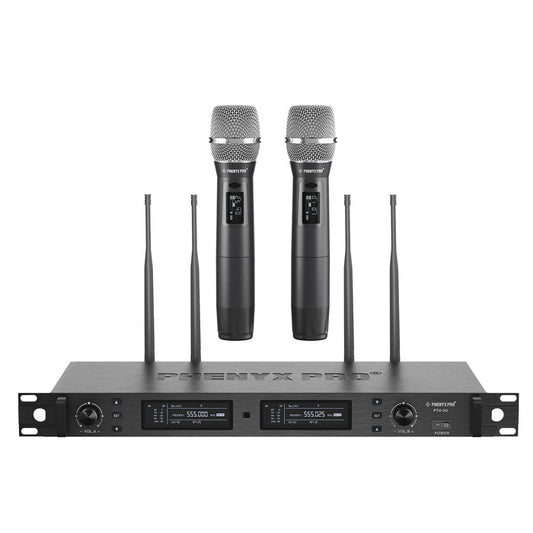 Phenyx Pro PTU-2U-2H microphone Kenya system with receiver and two handheld UHF microphones