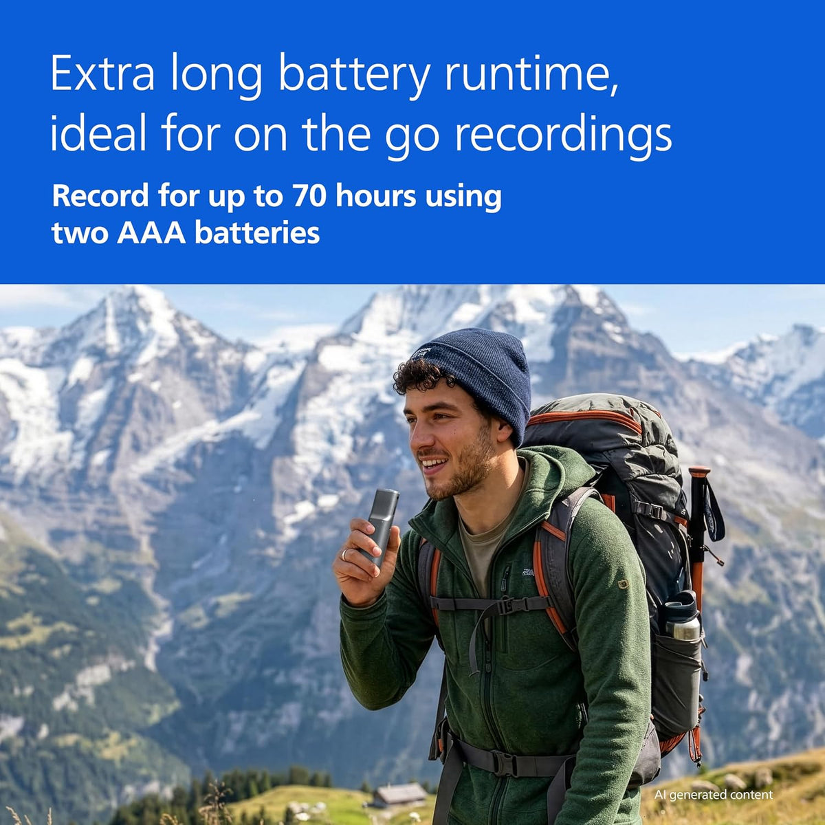 Philips DVT1170 voice recorder in hand showing portable size and build quality