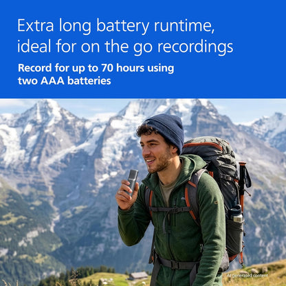 Philips DVT1170 voice recorder in hand showing portable size and build quality