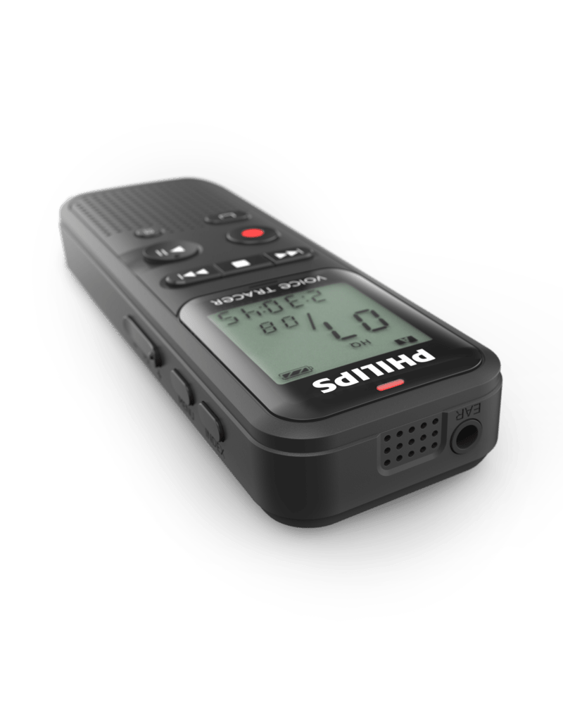 Philips DVT1160 digital voice recorder USB port and controls close-up