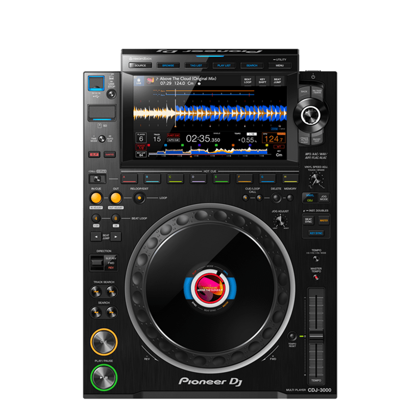 Pioneer CDJ-3000 DJ multi-player front view with 9-inch touchscreen