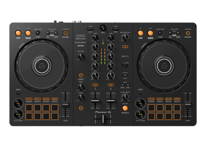 Pioneer DDJ-FLX4 DJ controller front view — 2-channel with Smart Fader
