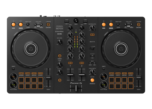 Pioneer DDJ-FLX4 DJ controller front view — 2-channel with Smart Fader