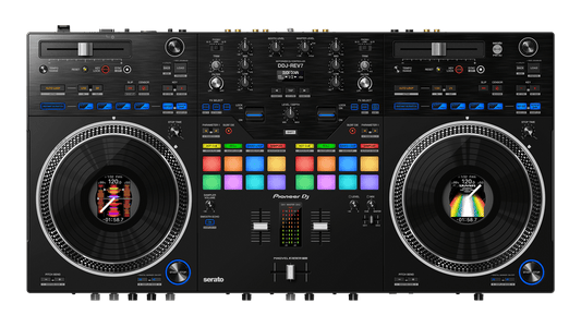 Pioneer DDJ-REV7 DJ Controller top panel layout and crossfader