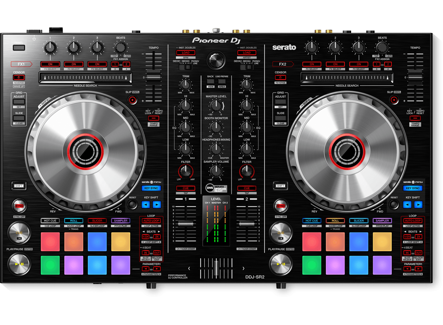 Pioneer DDJ‑SR2 2‑Channel Performance DJ Controller for Serato DJ Pro with RGB Pads - ZAMAR AUDIO SOLUTIONS