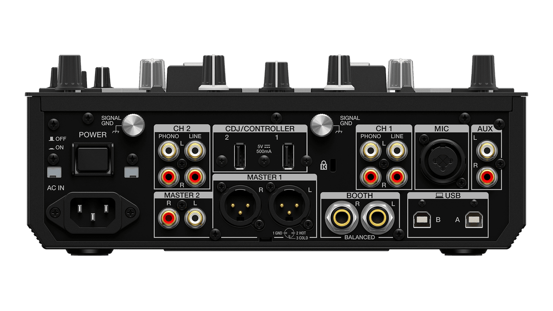 Pioneer DJM-S7 battle mixer rear panel inputs and Bluetooth connectivity