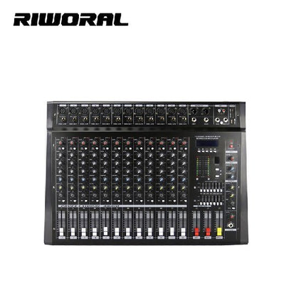 PMX1208D powered mixer Kenya front angled view showing full channel strips EQ knobs and master section