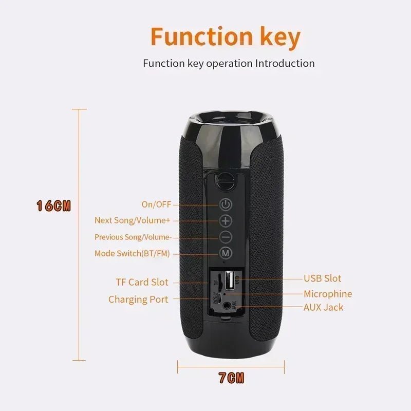 Portable Speaker Wireless Bluetooth - compatible Subwoofer Outdoor Waterproof Loudspeaker Stereo Surround Support FM RadioTF - ZAMAR AUDIO SOLUTIONS