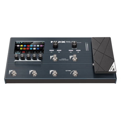 NUX MG-50Li guitar multi-effects processor Kenya black variant rear panel showing XLR DI out USB MIDI and expression inputs`