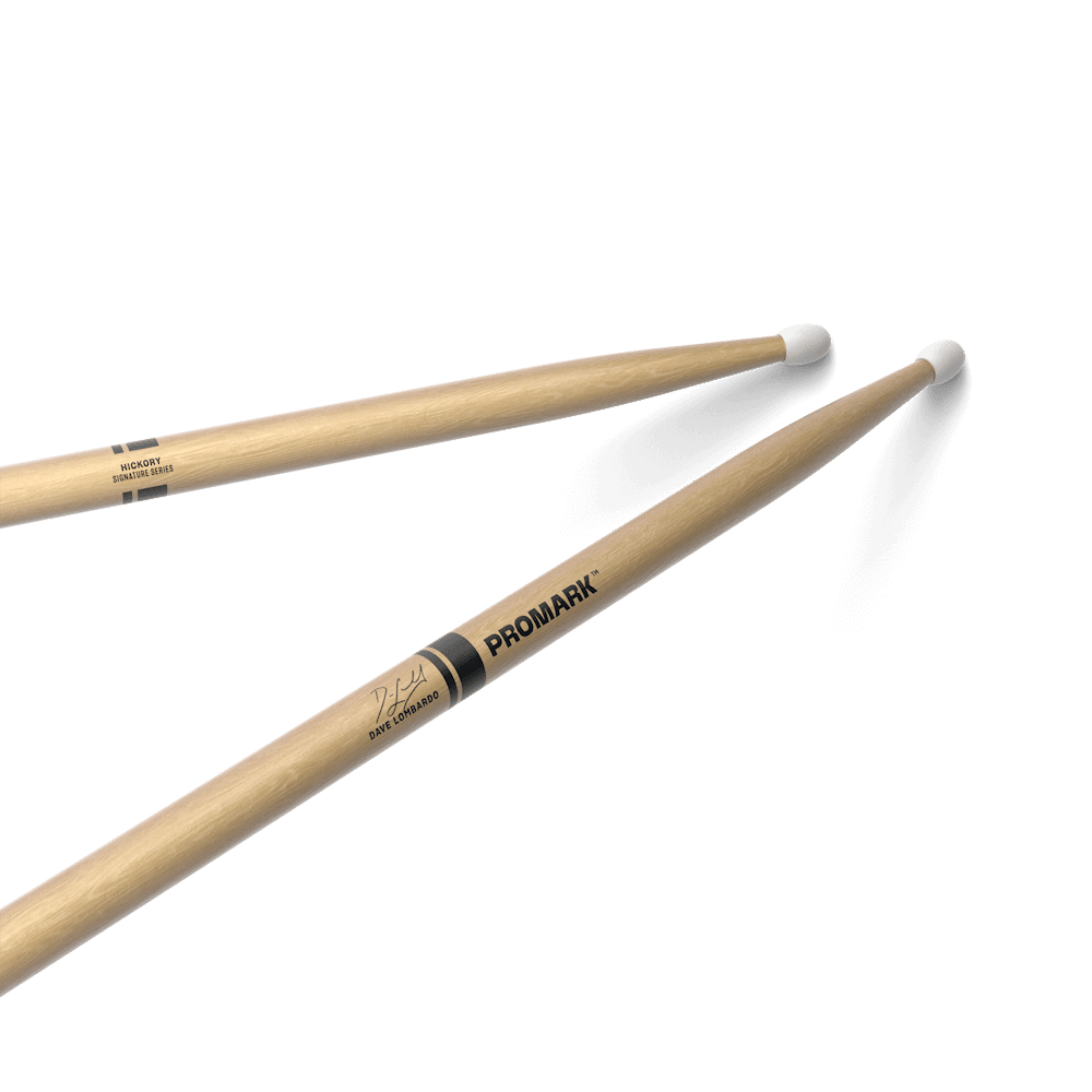 ProMark 2BX drumsticks Kenya — Dave Lombardo Signature hickory pair, diagonal crossed view, nylon tips