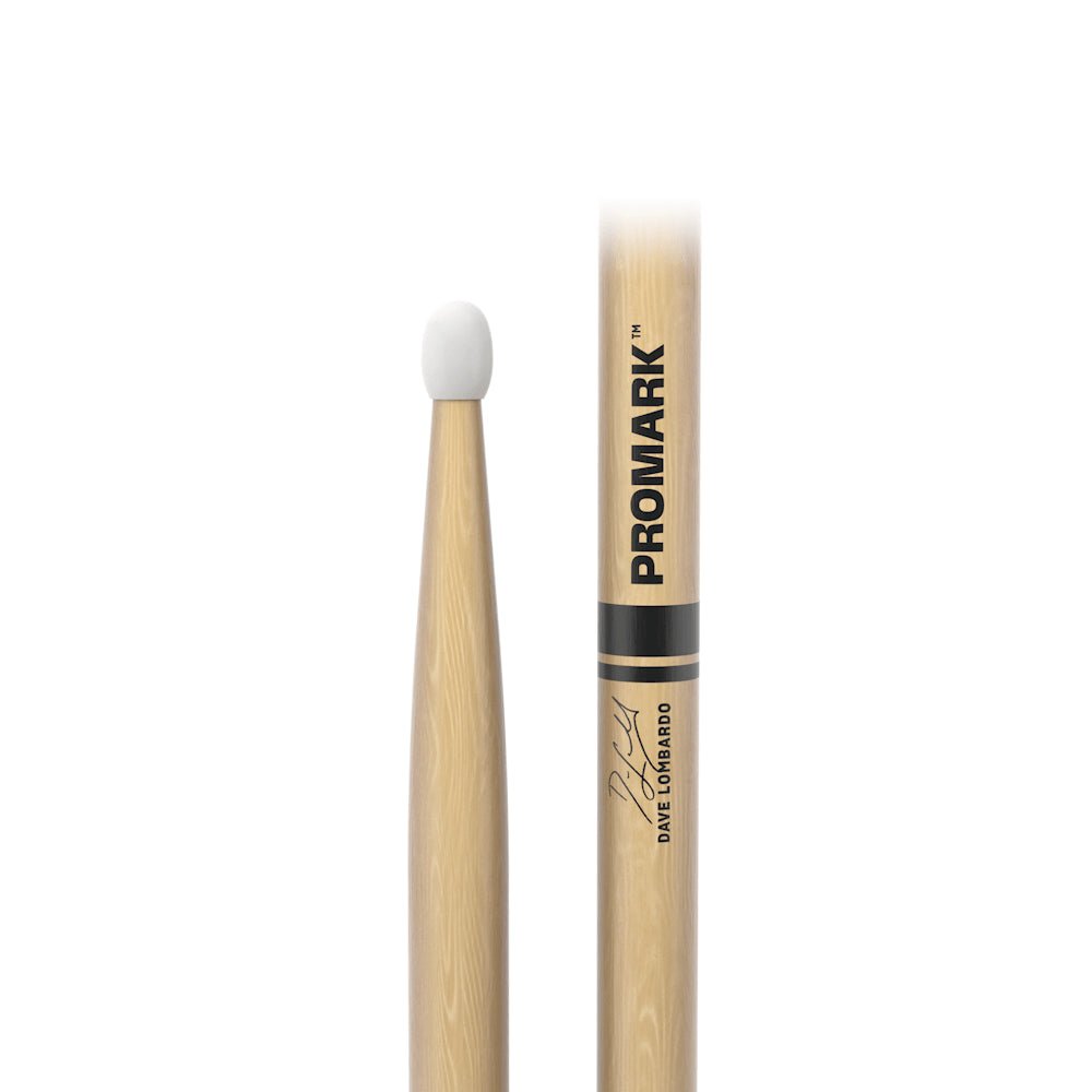 ProMark 2BX drumsticks Kenya — close-up of nylon tip and Dave Lombardo Signature shaft label