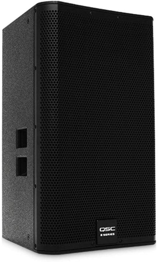 QSC E115 passive speaker Kenya — angled 3/4 front view showing grille, E Series badge and side panel