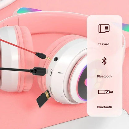 Cat ear wireless headphones Kenya STN-28 side profile showing adjustable headband and cat ear silhouette