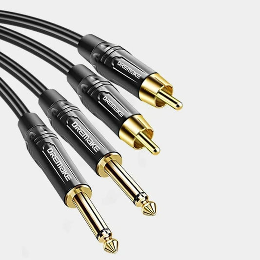 RCA To 1/4 Audio Cable – 2x 6.35mm TS to 2x RCA Male to Male Stereo Audio Adapter Cables for Microphone, Mixer, Sound Card, Amp - ZAMAR AUDIO SOLUTIONS
