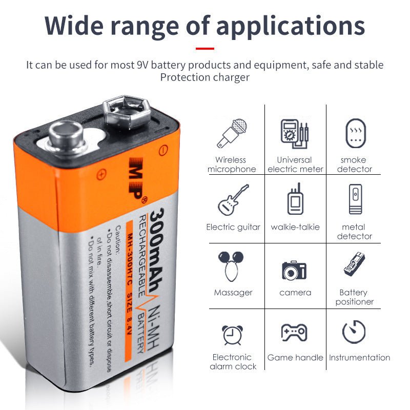 Multi-Power rechargeable 9V battery Kenya — Ni-MH long-life cell for wireless mics and guitar pedals