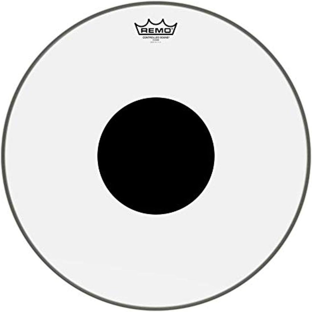 Remo CS-0318-20 Kenya coated drumhead front view showing black center dot and Remo logo on white background