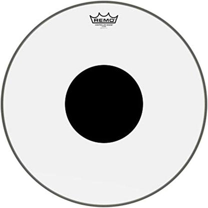Remo CS-0318-20 Kenya coated drumhead front view showing black center dot and Remo logo on white background