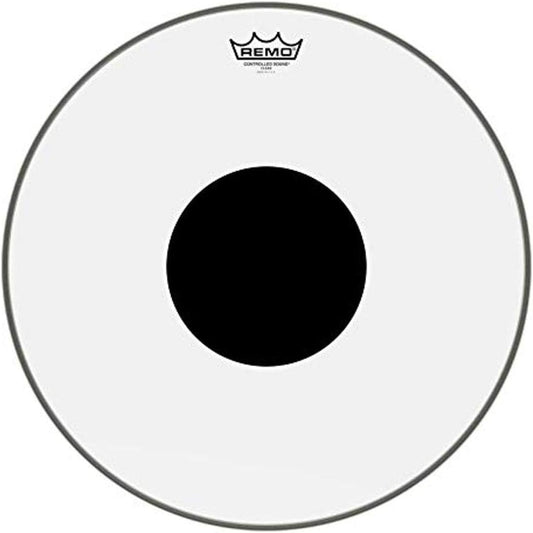 Remo CS-0318-20 Kenya coated drumhead front view showing black center dot and Remo logo on white background