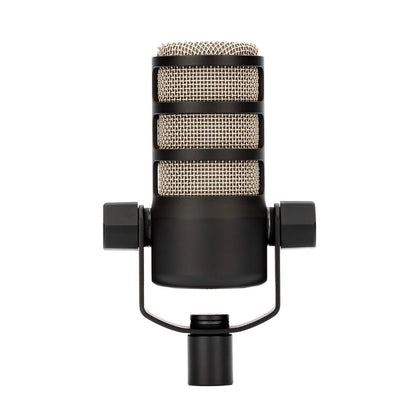 Rode PodMic Kenya front-facing view showing triple-layer mesh grille and yoke mount on white background