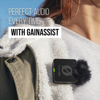 Content creator using Rode Wireless PRO Microphone for video recording