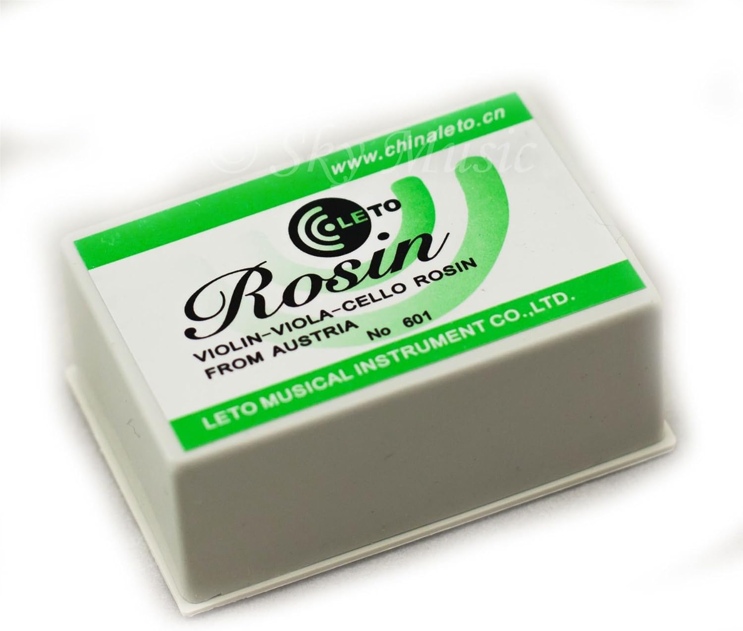 Rosin No.601 low-dust violin viola cello rosin in protective case, transparent amber block, Kenya