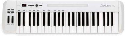 Samson Carbon 49 USB MIDI keyboard top panel, data encoder, volume slider, LED display