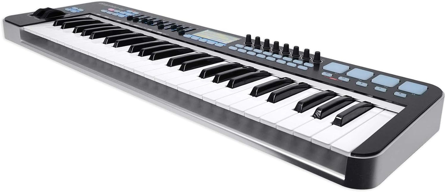 Graphite 49 Kenya three-quarter front-right perspective showing full 49-key layout, drum pads, and control surface