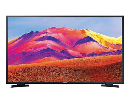 Samsung 40T5300 Kenya 40-inch Full HD Smart TV straight-on front view, slim black bezel, mountain scene displayed