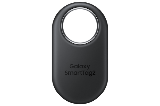Samsung Galaxy SmartTag2 Bluetooth tracker in black on white background