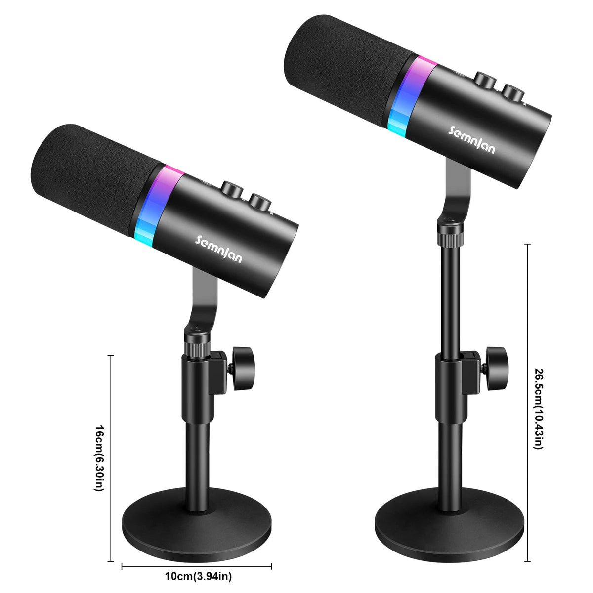 SEMNLAN Metal-LM20 Dynamic Microphone with Touch-Mute & Headphone Jack