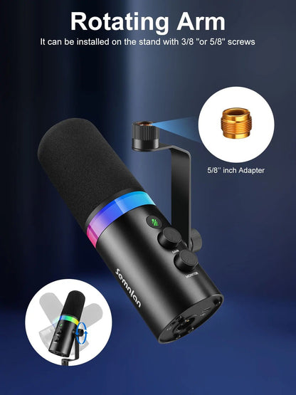 SEMNLAN Metal-LM20 Dynamic Microphone with Touch-Mute & Headphone Jack
