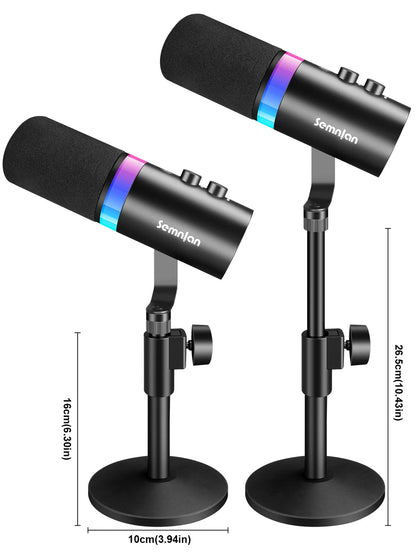 SEMNLAN Metal-LM20 Dynamic Microphone with Touch-Mute & Headphone Jack