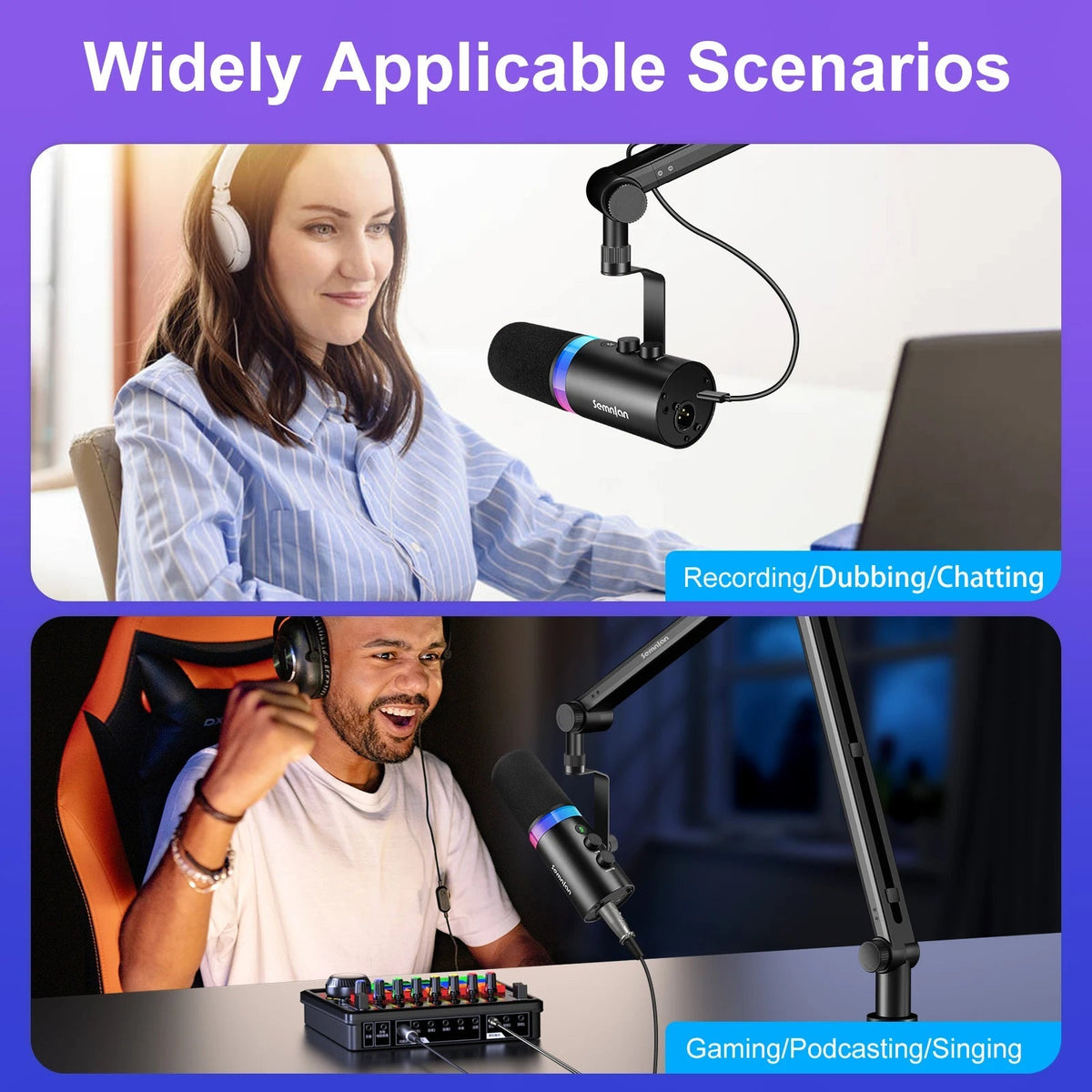 SEMNLAN Metal-LM20 Dynamic Microphone with Touch-Mute & Headphone Jack