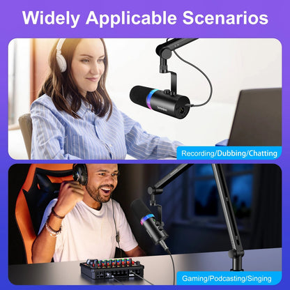 SEMNLAN Metal-LM20 Dynamic Microphone with Touch-Mute & Headphone Jack