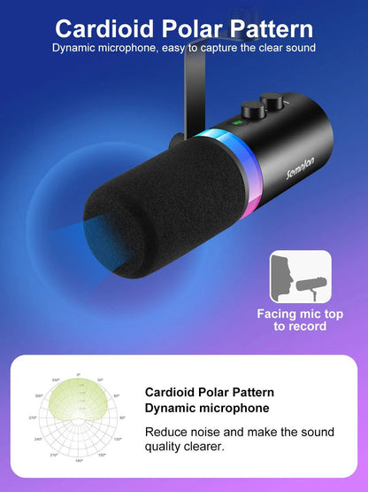 SEMNLAN Metal-LM20 Dynamic Microphone with Touch-Mute & Headphone Jack