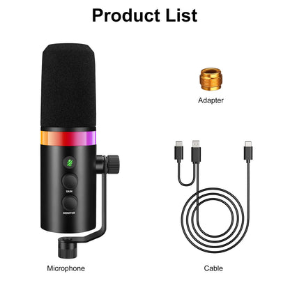 SEMNLAN Metal-LM20 Dynamic Microphone with Touch-Mute & Headphone Jack