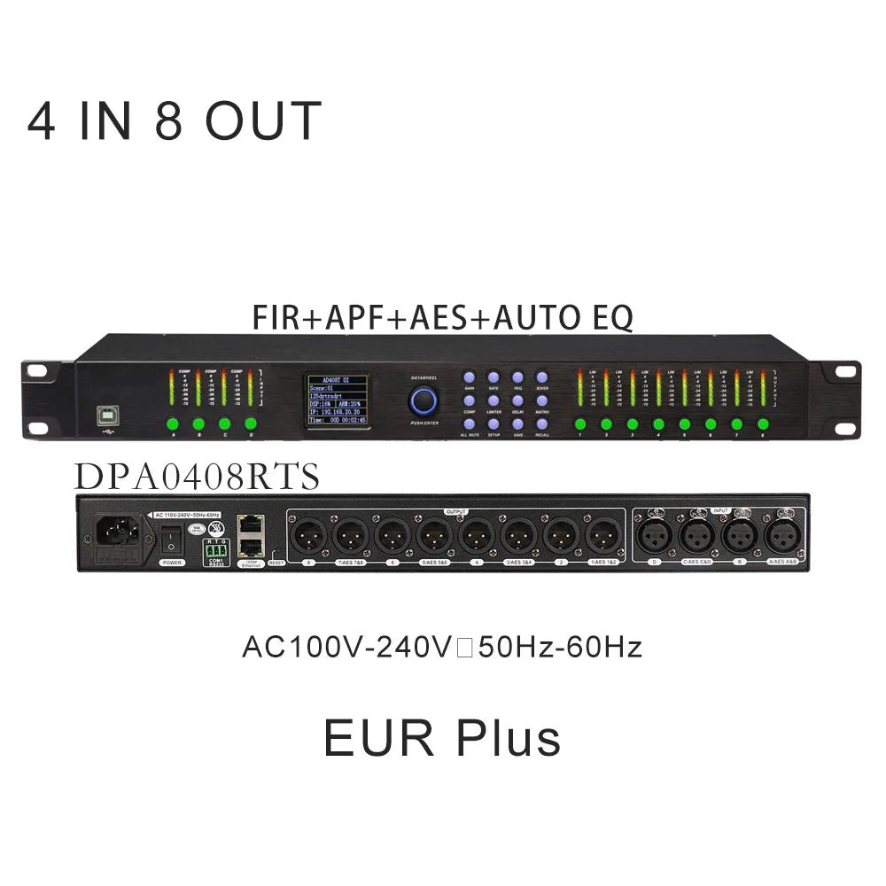 ShennDare DPA0408RTS 4 In 8 Out Professional Stage Digital Audio Processor – 32Bit DSP with FIR AES Input/Output and AUTO EQ - ZAMAR AUDIO SOLUTIONS