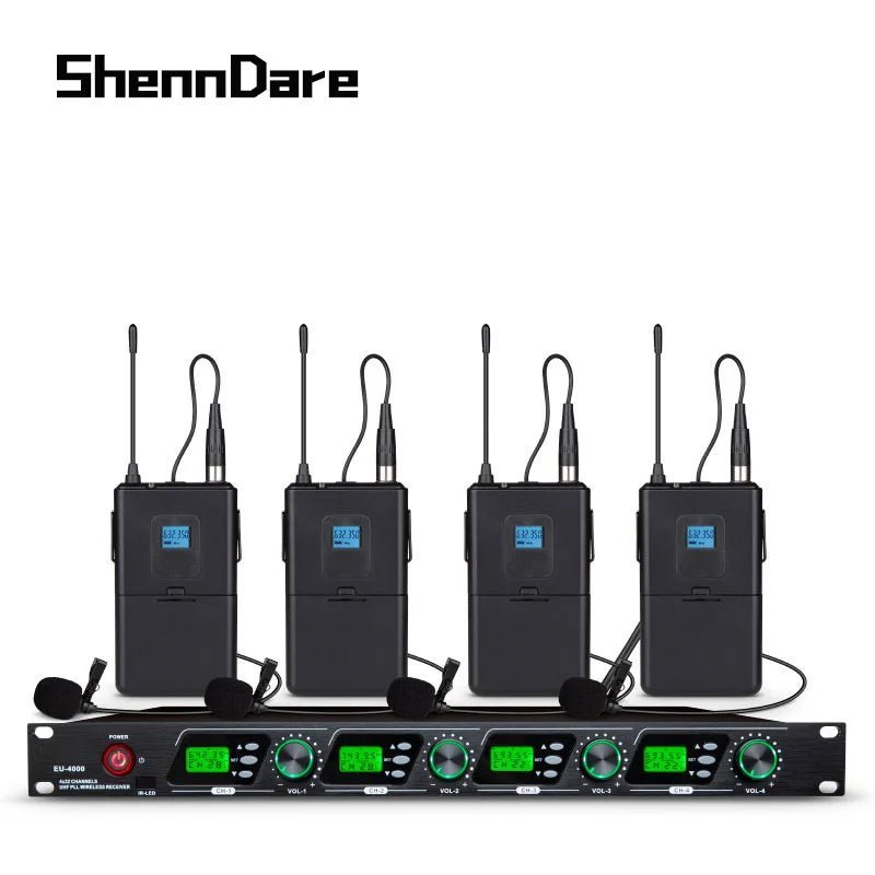 SHENNDARE EU-4000 4-Channel True Diversity Wireless Microphone System – Handheld & Lavalier MIC for Professional Conference, Performance, Church Events - ZAMAR AUDIO SOLUTIONS