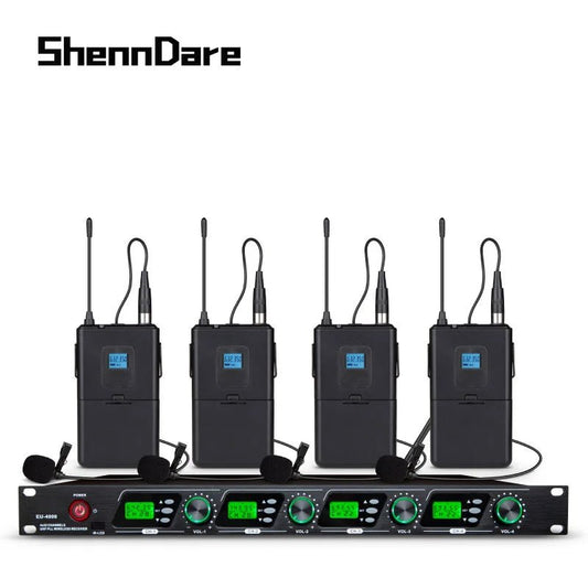 SHENNDARE EU - 4000 4 - Channel True Diversity Wireless Microphone System – Handheld & Lavalier MIC for Professional Conference, Performance, Church Events - ZAMAR AUDIO SOLUTIONS