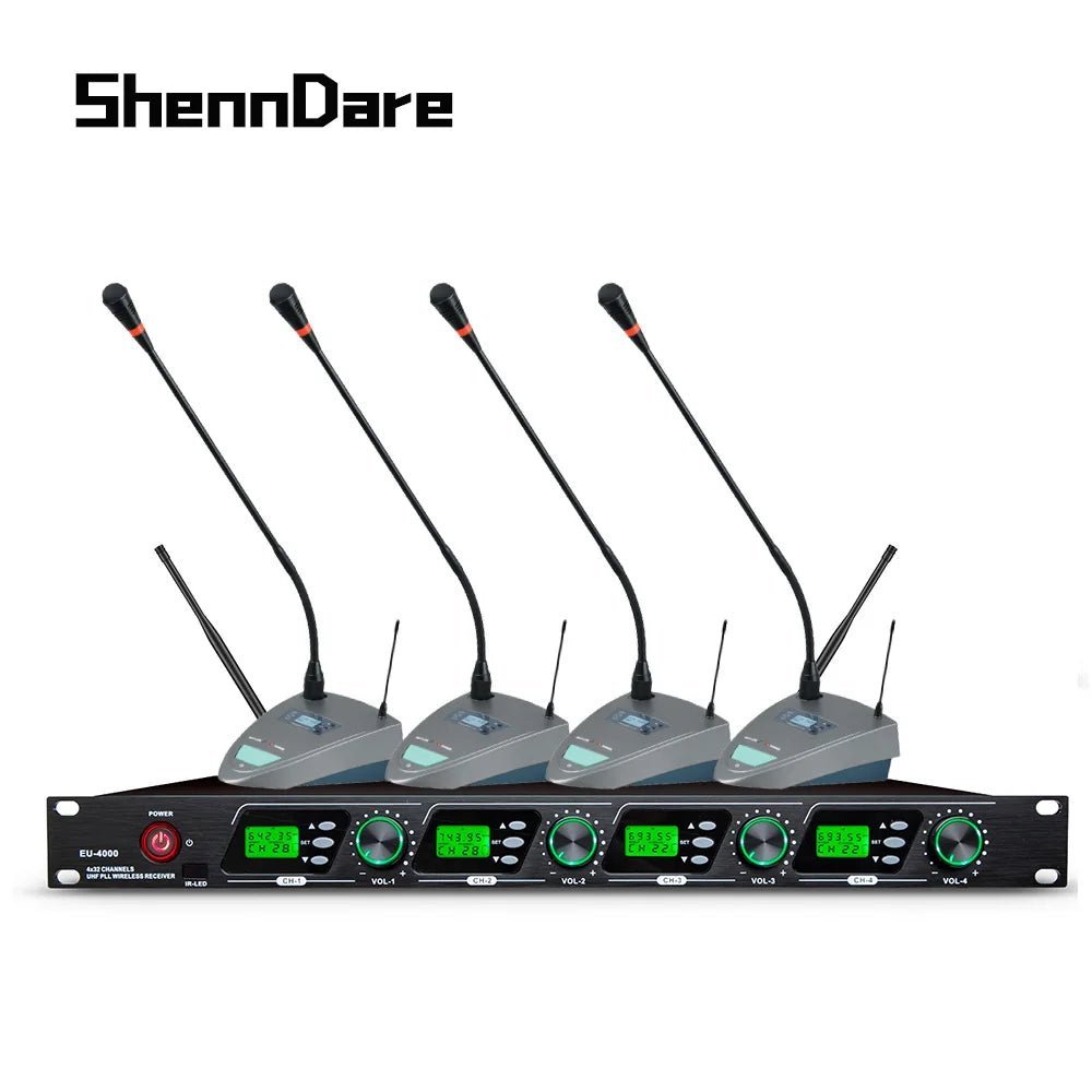 SHENNDARE EU-4000 4-Channel True Diversity Wireless Microphone System – Handheld & Lavalier MIC for Professional Conference, Performance, Church Events - ZAMAR AUDIO SOLUTIONS