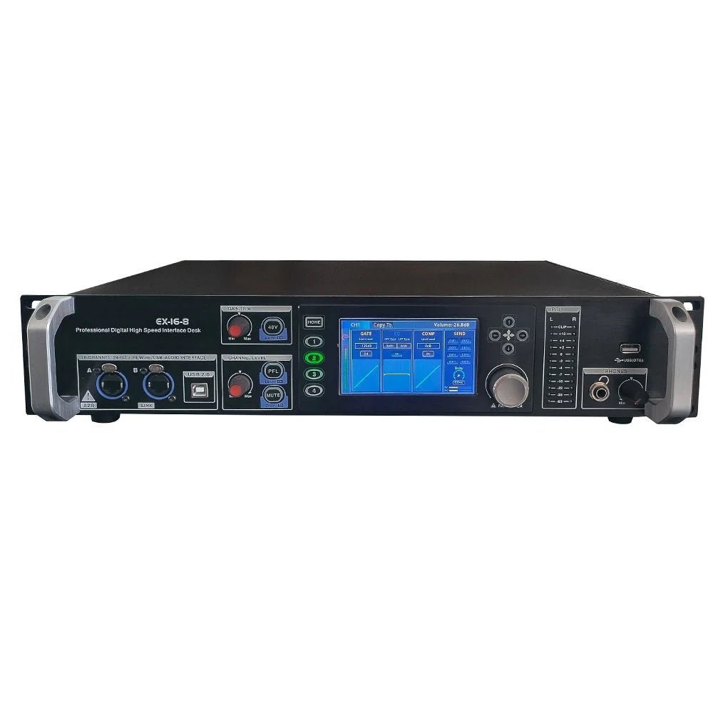 ShennDare EX16 - 8 Professional Rack - mounted Digital Audio Mixer – 18 Channel Mixing Console for Stage Performance Audio Expansion - ZAMAR AUDIO SOLUTIONS