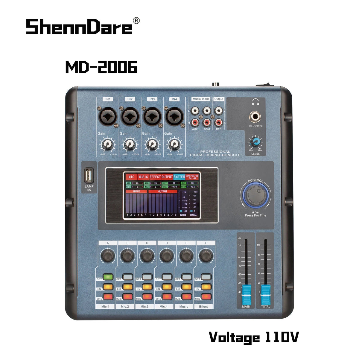 ShennDare MD2006 Screen-Touch Digital Mixer – 6 Channels Professional DJ Controller Audio Mixing Console with WIFI/USB - ZAMAR AUDIO SOLUTIONS