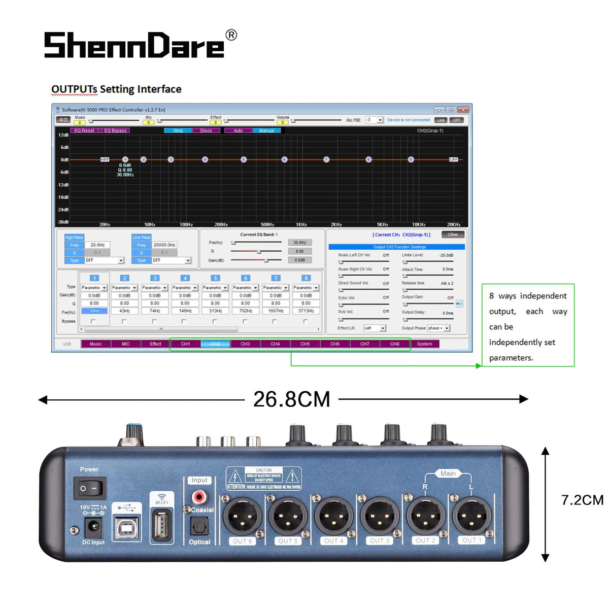 ShennDare MD2006 Screen-Touch Digital Mixer – 6 Channels Professional DJ Controller Audio Mixing Console with WIFI/USB - ZAMAR AUDIO SOLUTIONS