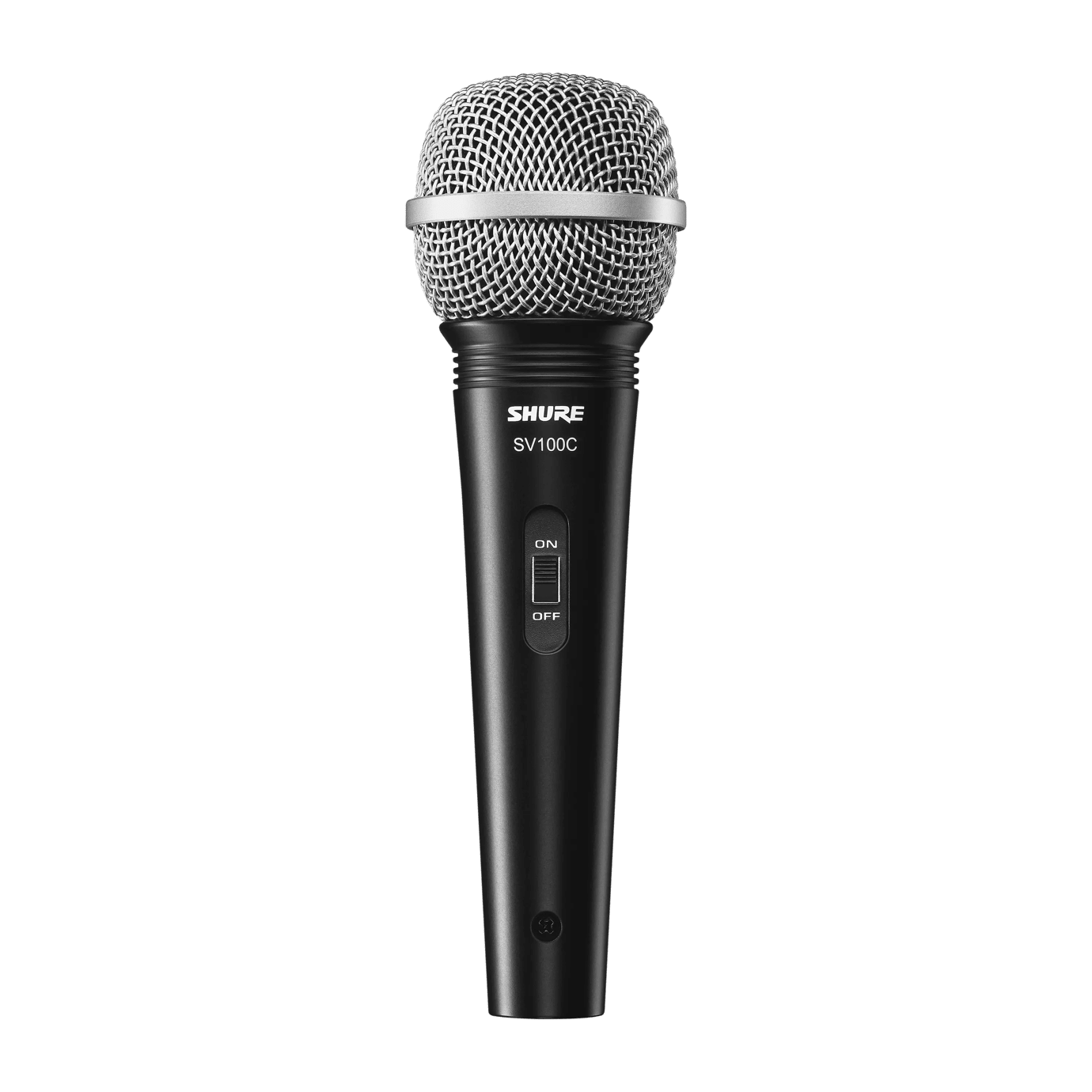 Shure SV100 microphone Kenya — full-length front view on white background with on/off switch visible