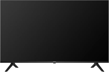 Skyworth 50 inch TV Kenya front view with slim black bezel and V-shaped stand on white background