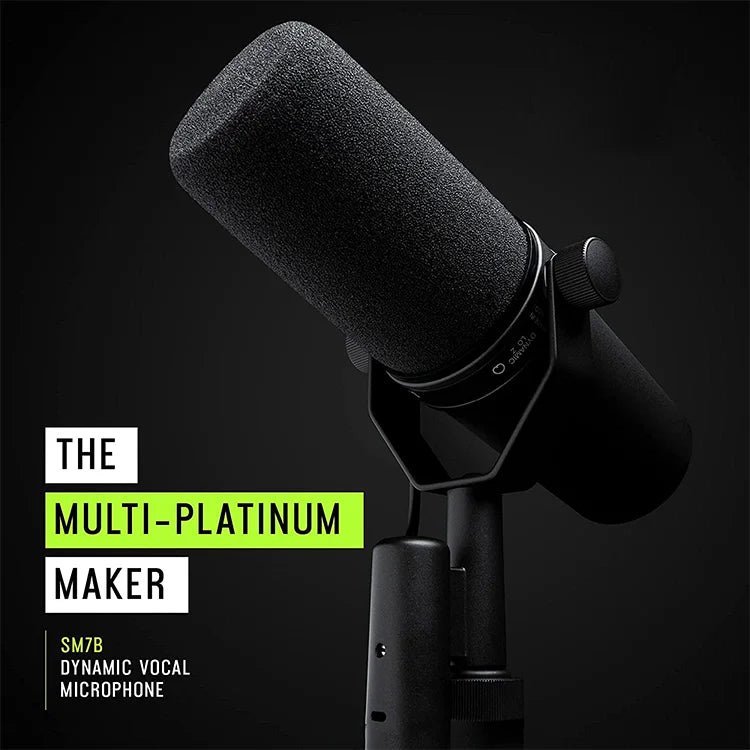 SM7B Dynamic Microphone - Premium Podcast Studio Kit for Live Recording, Podcasting, Black Metal Mic