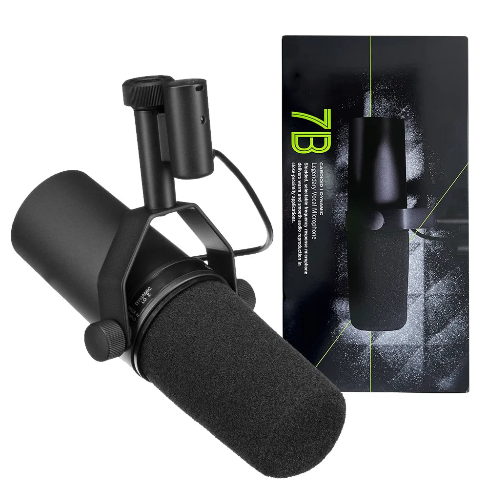 SM7B Dynamic Microphone - Premium Podcast Studio Kit for Live Recording, Podcasting, Black Metal Mic
