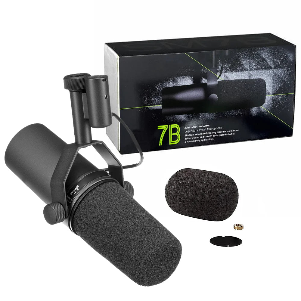 SM7B Dynamic Microphone - Premium Podcast Studio Kit for Live Recording, Podcasting, Black Metal Mic