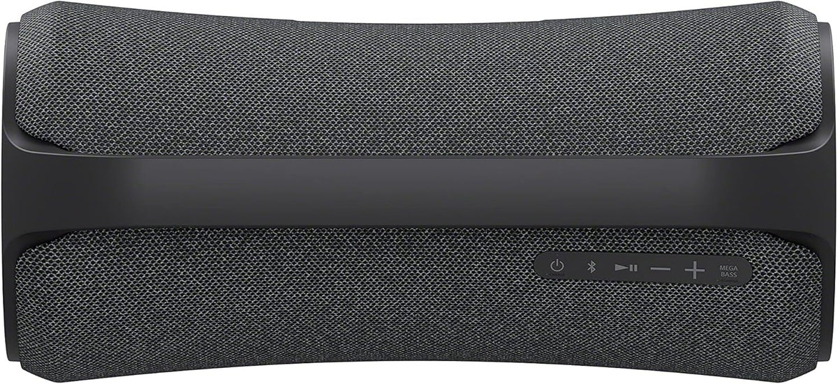 Sony SRS-XG500 Kenya top-down view showing fabric grille, carry handle arch and MEGA BASS button
